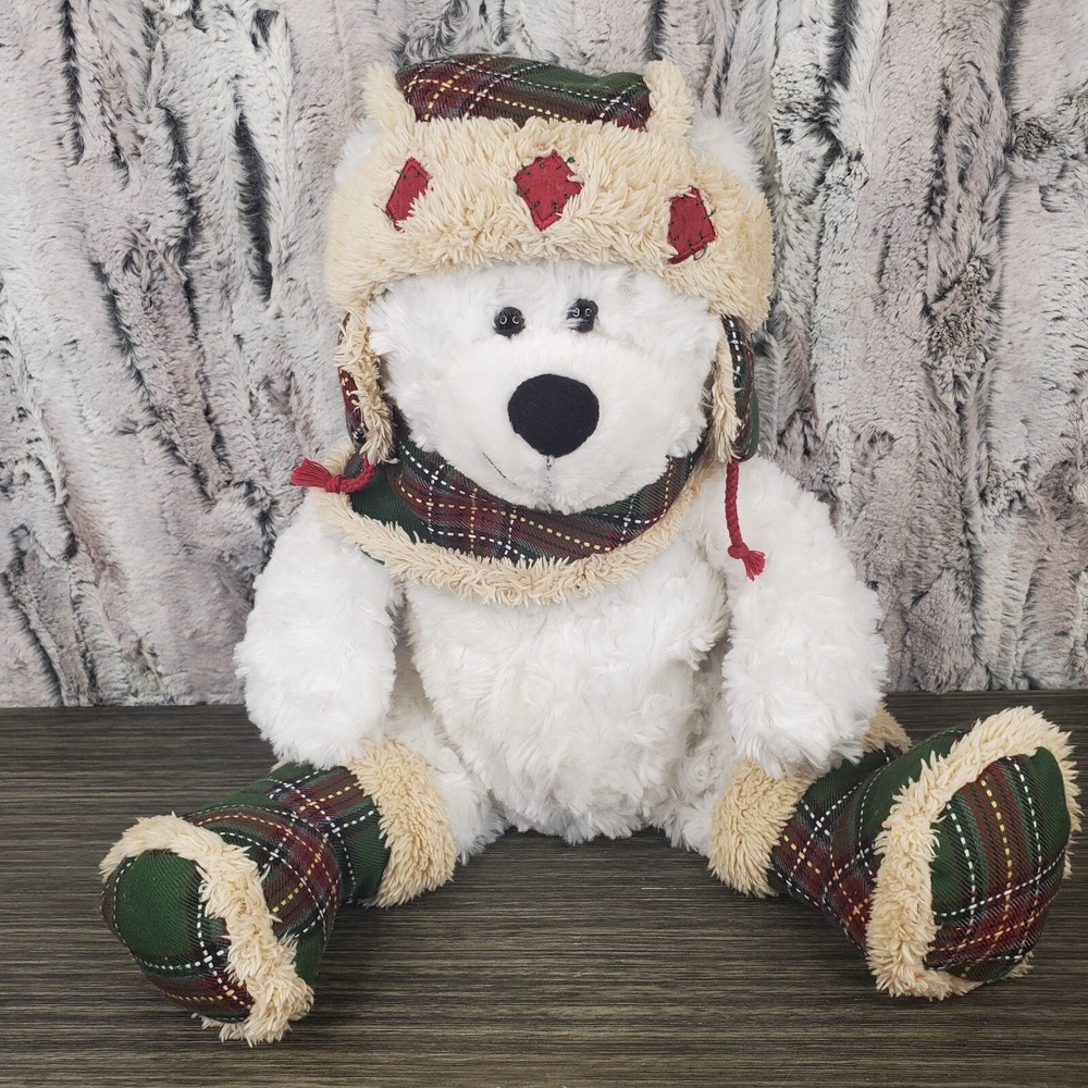 HugFun Int'l Hug Fun 16" Ningbo Plush Winter White Bear Hat Scarf Boots 11011